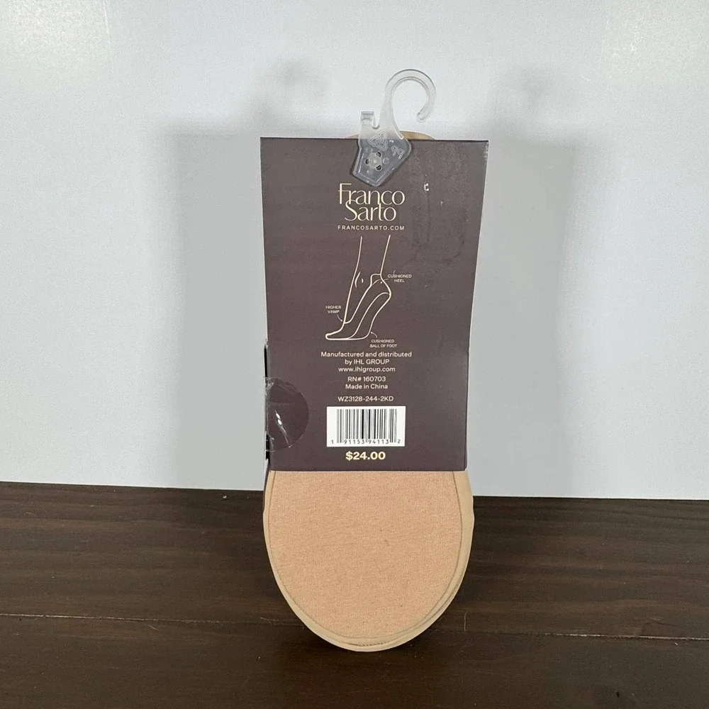 Franco Sarto Cushioned Heel Liners 4 Pair No Show Socks Brown Tan Size 5-10 NEW